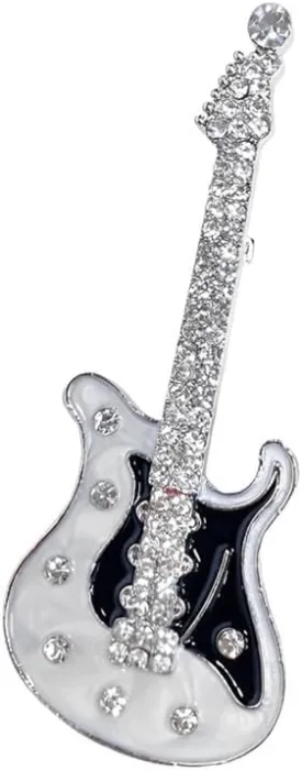Cute Guitar Rhinestones Brooches Pin Unique Colorful Crystal Enamel Brooch for Party Dance Banquet Women Men Fashion Dainty Lapel Pins Suit Shirt Ceremony Clothes Accessories Decor