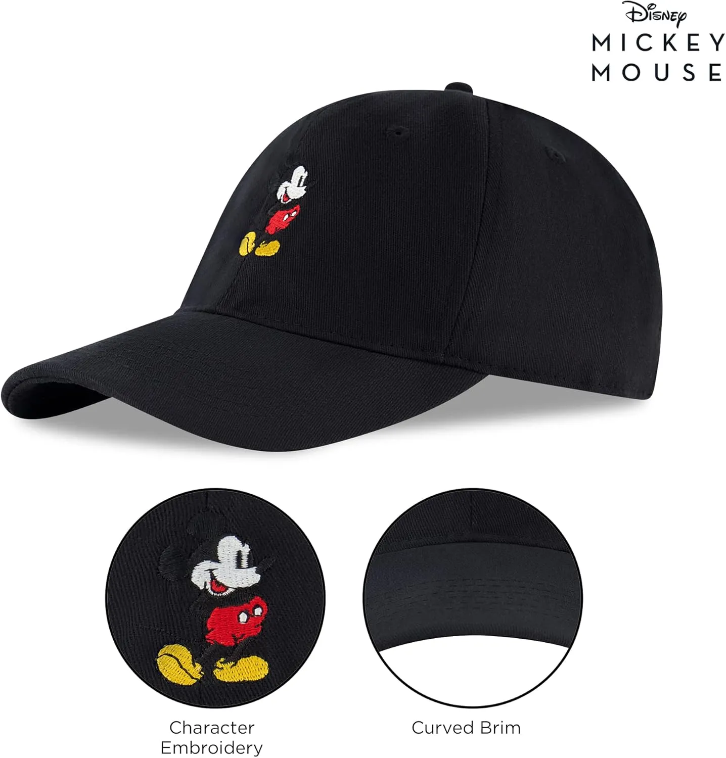 Disney Men's Baseball Cap, Mickey Mouse Adjustable Hat for Adult