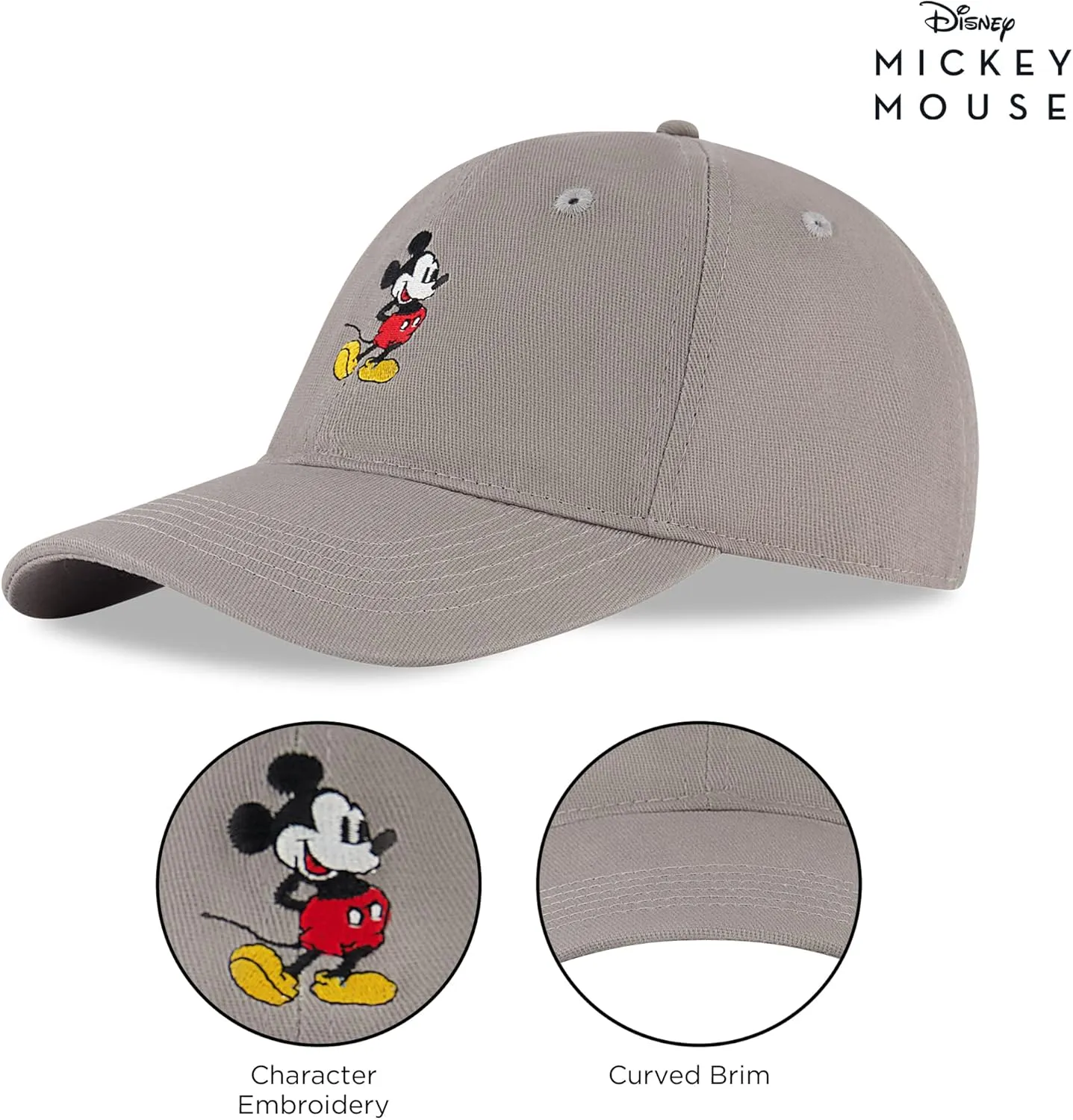 Disney Men's Baseball Cap, Mickey Mouse Adjustable Hat for Adult