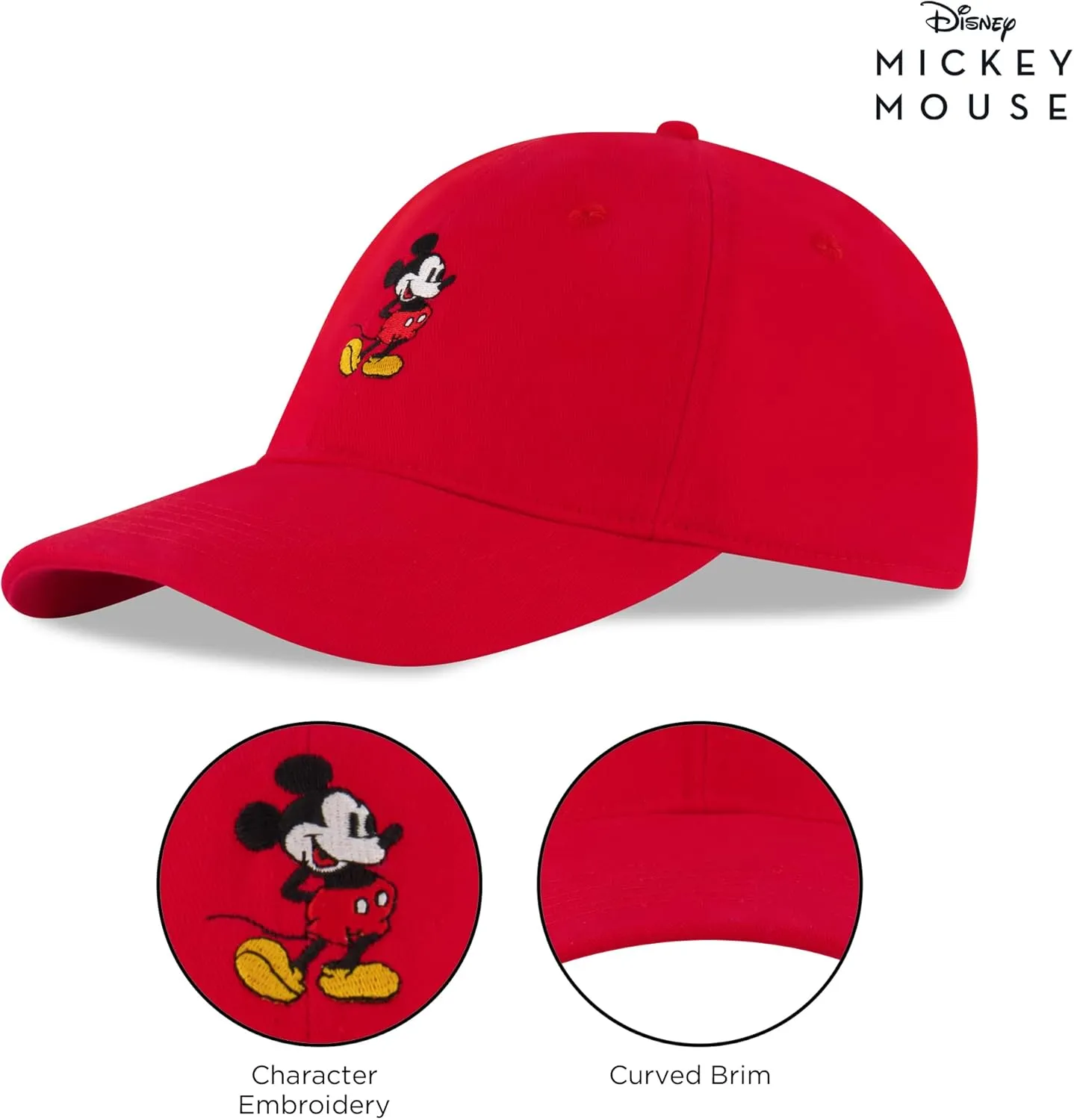 Disney Men's Baseball Cap, Mickey Mouse Adjustable Hat for Adult