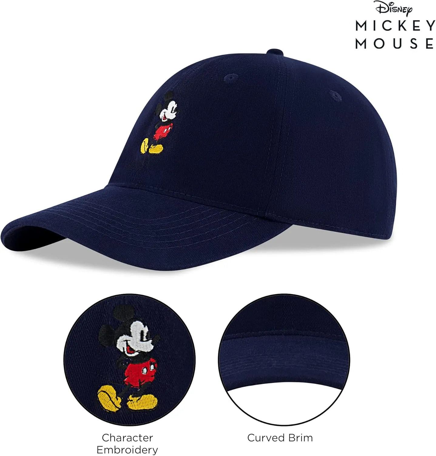 Disney Men's Baseball Cap, Mickey Mouse Adjustable Hat for Adult