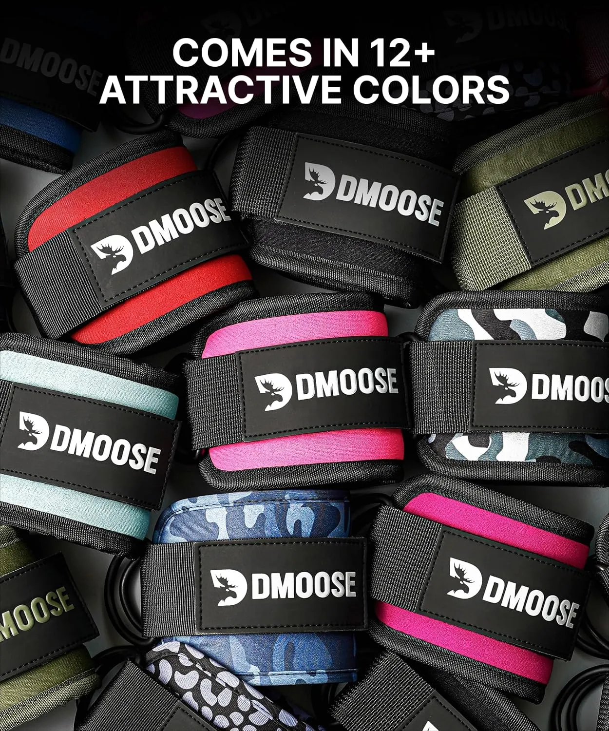 DMoose Fitness Ankle Straps for Cable Machines - One Size Fit with Premium Padding, Glute Kickback Ankle Strap for Women & Men, Cable Attachments for Gym, Booty Workouts, Leg Extension & Hip Abductors