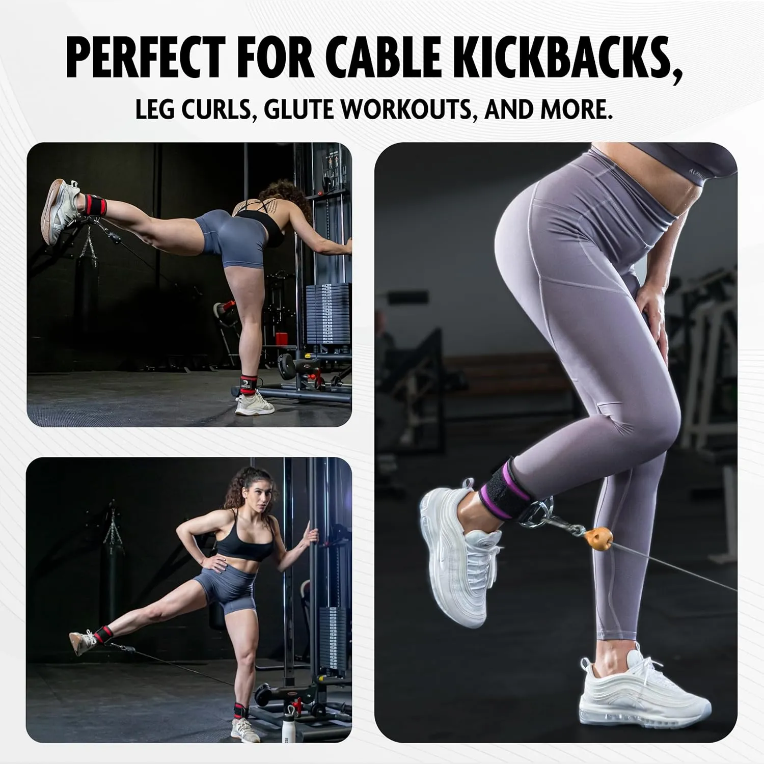 DMoose Fitness Ankle Straps for Cable Machines - One Size Fit with Premium Padding, Glute Kickback Ankle Strap for Women & Men, Cable Attachments for Gym, Booty Workouts, Leg Extension & Hip Abductors