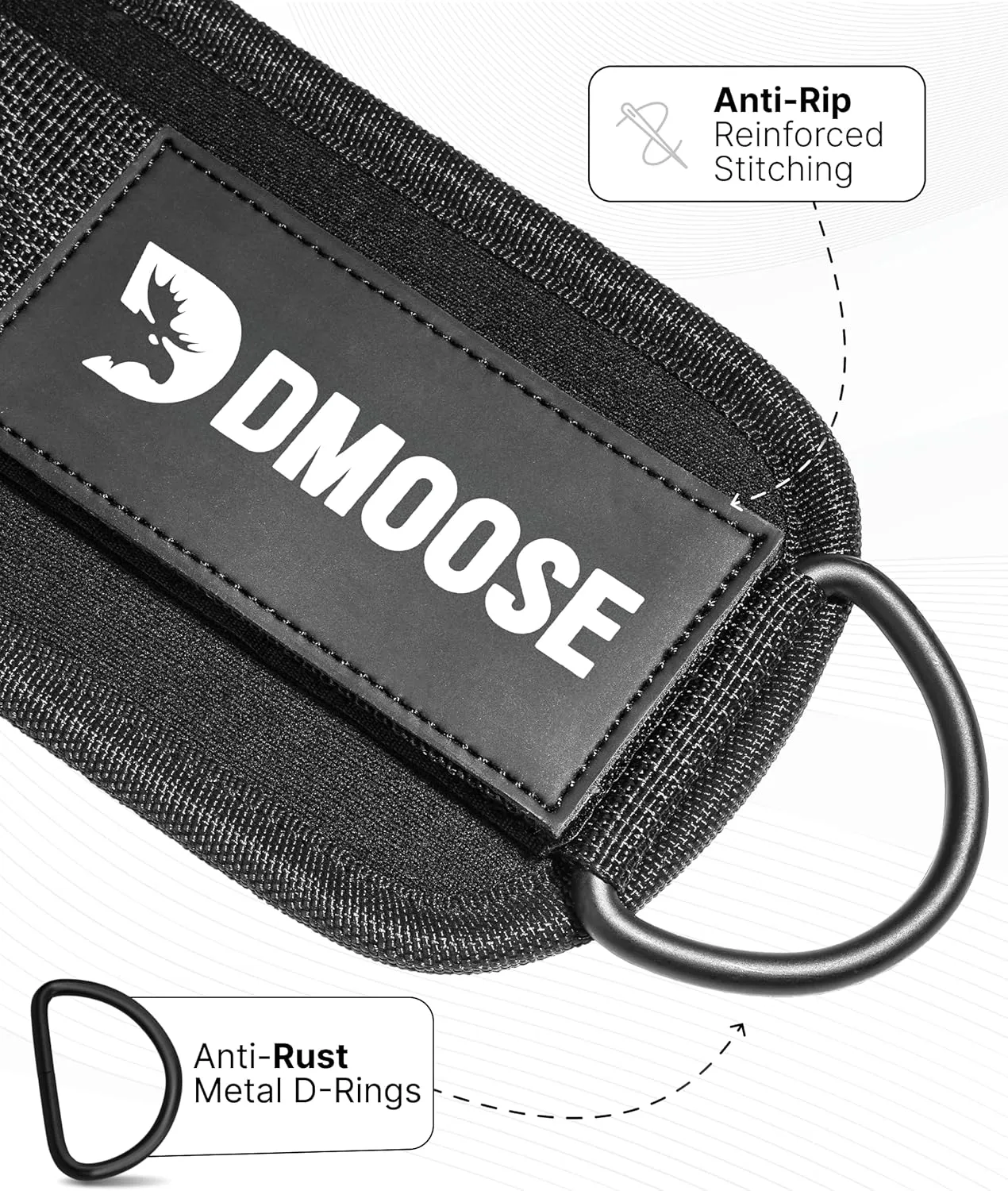 DMoose Fitness Ankle Straps for Cable Machines - One Size Fit with Premium Padding, Glute Kickback Ankle Strap for Women & Men, Cable Attachments for Gym, Booty Workouts, Leg Extension & Hip Abductors