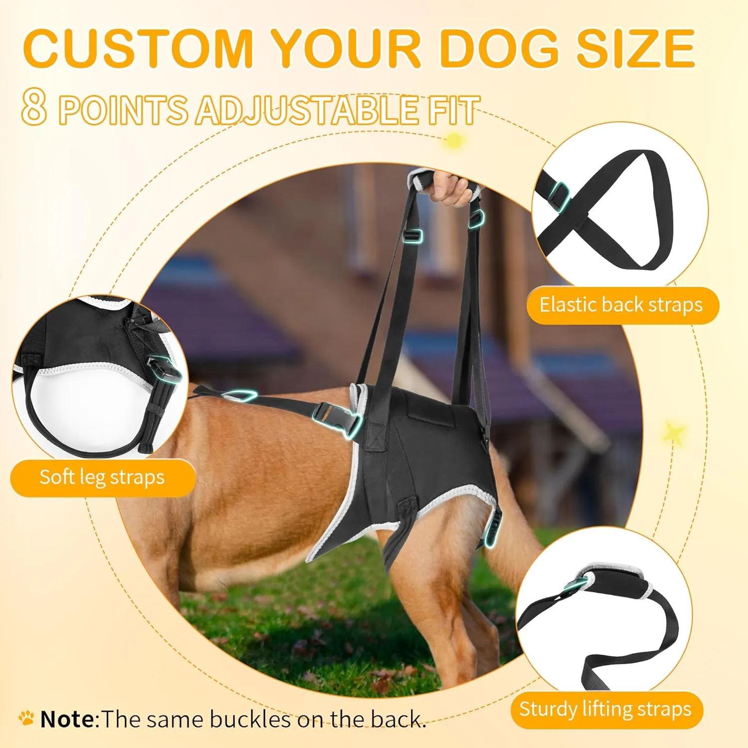 Dog Support Harness for Back Legs, Dog Sling for Large Dogs Hind Leg Support, Lift and Walk Elderly Dogs, Dog Hip Support Harness for Pet Mobility, Recovery, Small