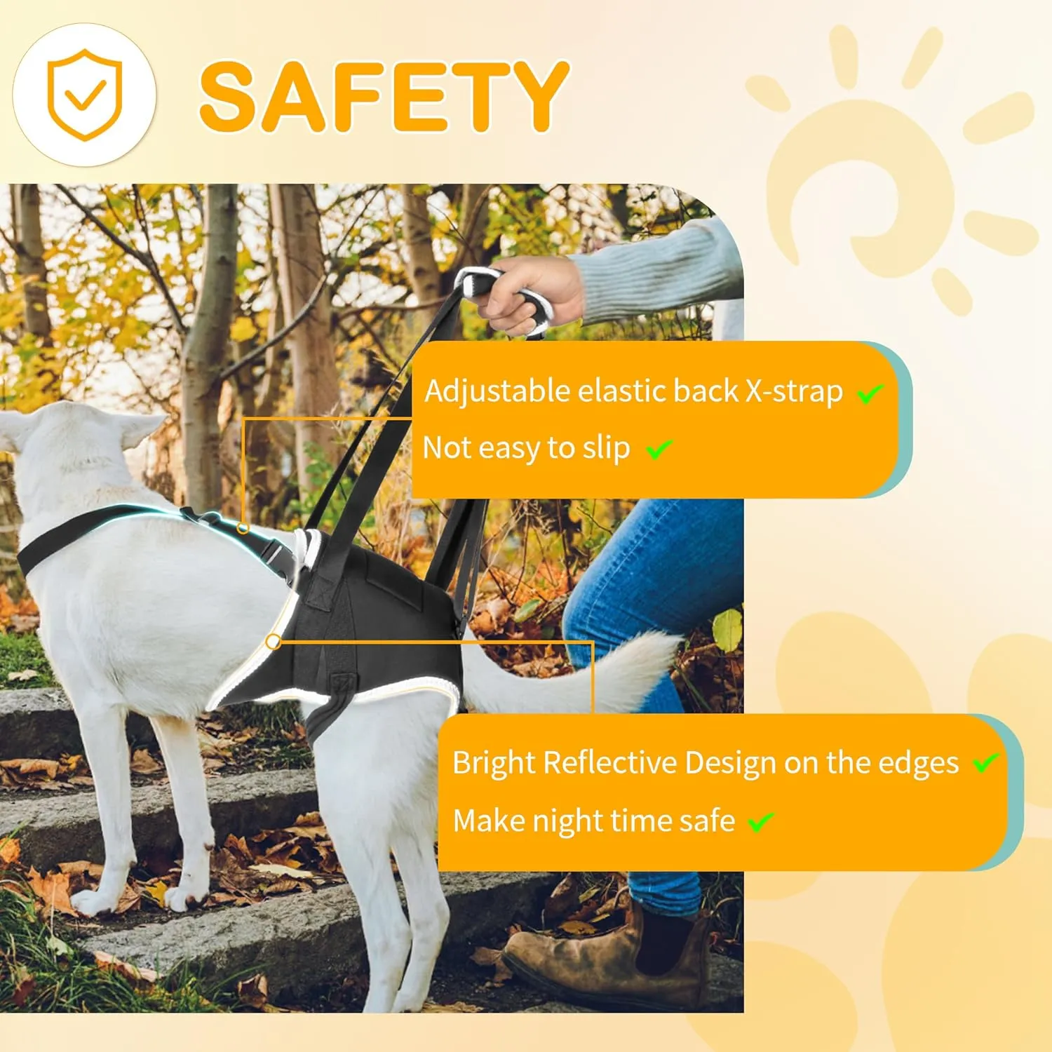 Dog Support Harness for Back Legs, Dog Sling for Large Dogs Hind Leg Support, Lift and Walk Elderly Dogs, Dog Hip Support Harness for Pet Mobility, Recovery, Small
