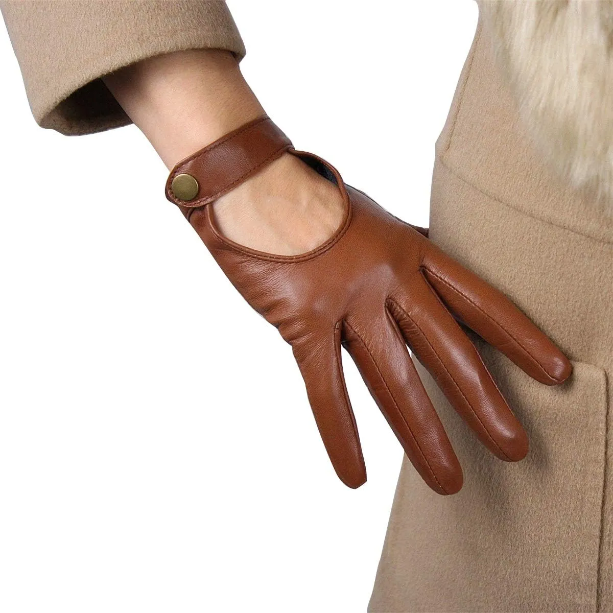 DooWay Leather Driving Gloves for Women Genuine Sheepskin Cosplay Costume Motorcycle Gloves