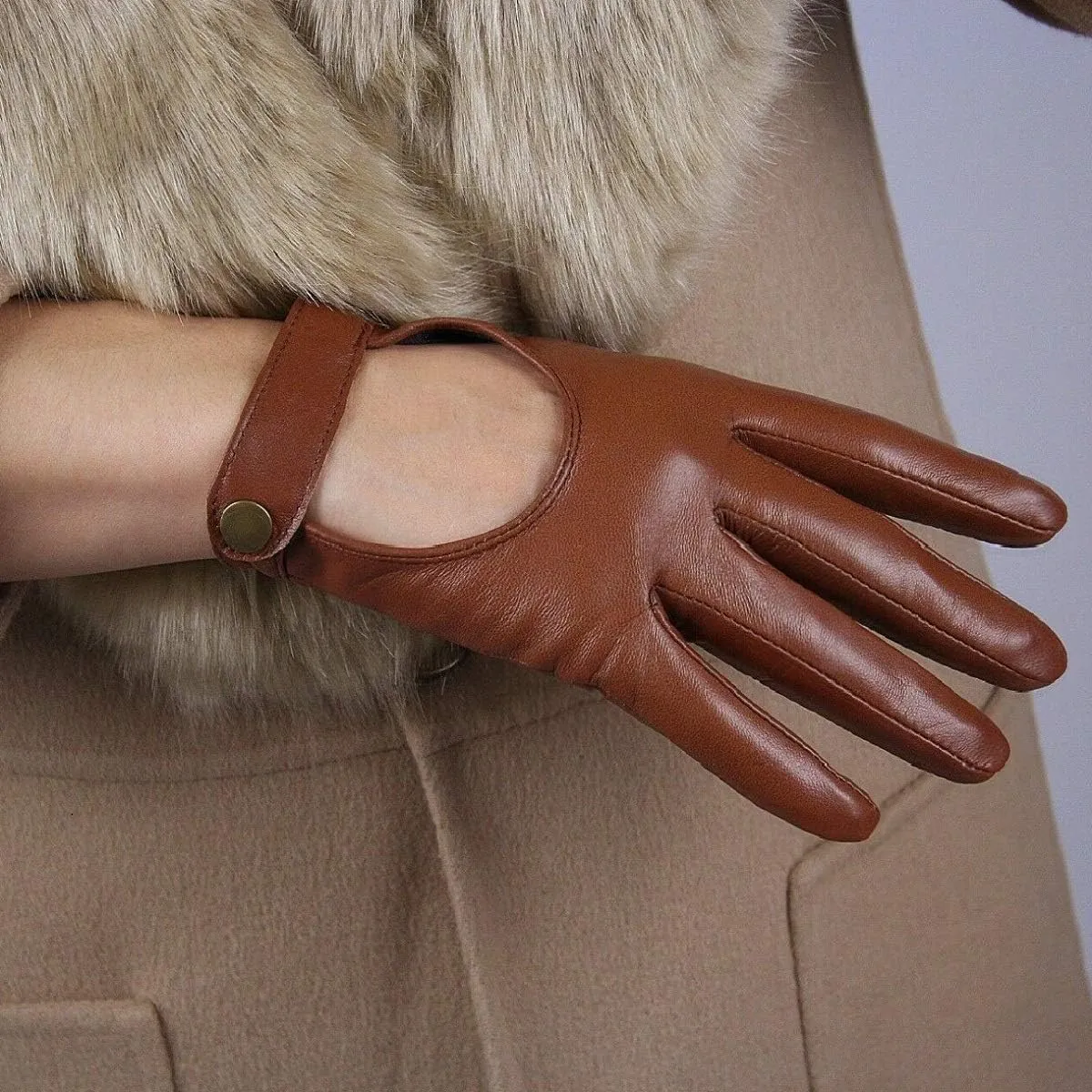 DooWay Leather Driving Gloves for Women Genuine Sheepskin Cosplay Costume Motorcycle Gloves