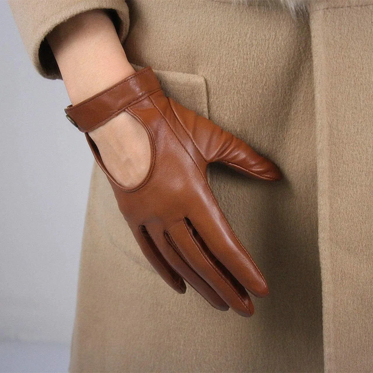 DooWay Leather Driving Gloves for Women Genuine Sheepskin Cosplay Costume Motorcycle Gloves