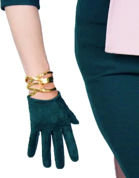 DooWay Short Suede Gloves Women Stretch Winter Warm Dress Gloves