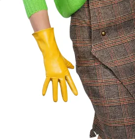 DooWay Women's Sexy Leather Gloves 28cm Middle Length Over Wrist Faux Leather Unlined for Cosplay Dressy Driving
