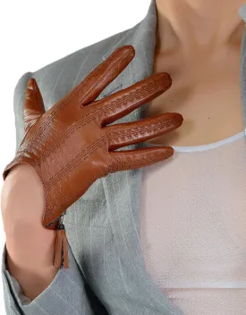 DooWay Women's Short Real Leather Driving Gloves Touchscreen Imported Goatskin Leather Tassel Zipper Winter Warm Gloves