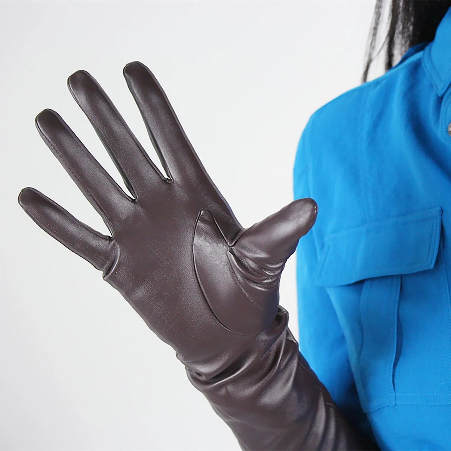 DooWayWomen Long Leather Gloves 16" Elbow Length Faux Lambskin Soft Dress Cocktail Party Gloves