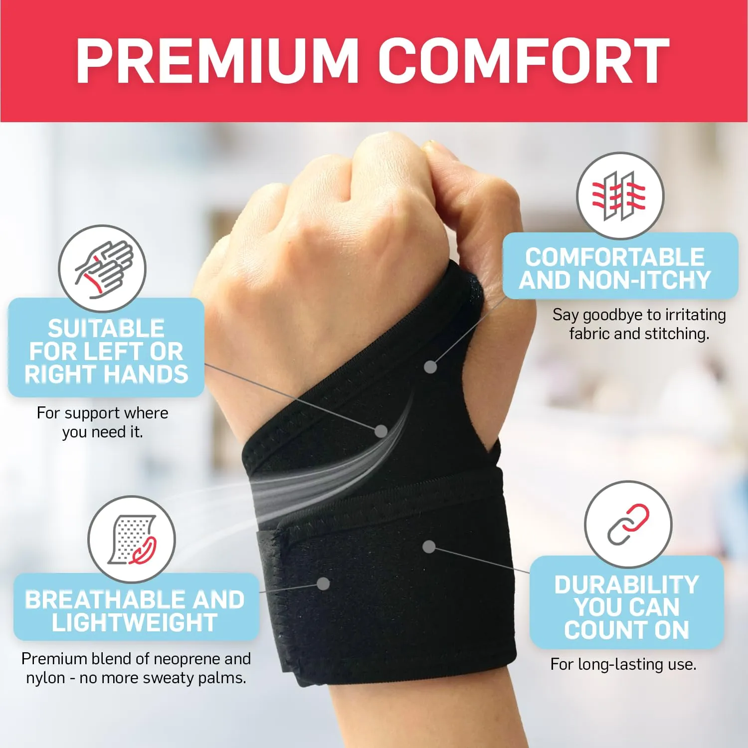 Dr. Arthritis Essentials Wrist Brace for Support & Pain Relief  Adjustable Wrist Wraps for Stability & Comfort  Ideal for Recovery, Work, Sports, and Everyday Use (Black Single)