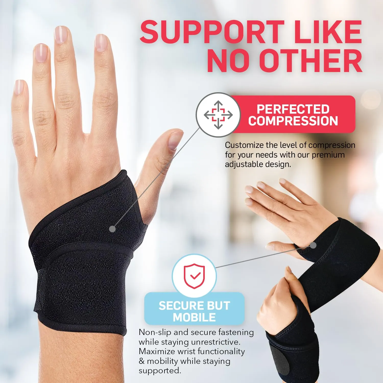 Dr. Arthritis Essentials Wrist Brace for Support & Pain Relief  Adjustable Wrist Wraps for Stability & Comfort  Ideal for Recovery, Work, Sports, and Everyday Use (Black Single)