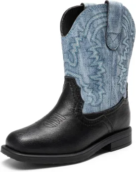 DREAM PAIRS Toddler Little Boys Girls Cowboy Boots Kids Western Square Toe Riding Mid Calf Boots