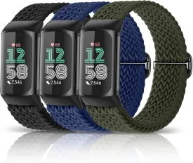Easuny Compatible Fitbit Charge Bands - Adjustable Elastic Nylon Braided Sport Replacement Wristband for Men Women