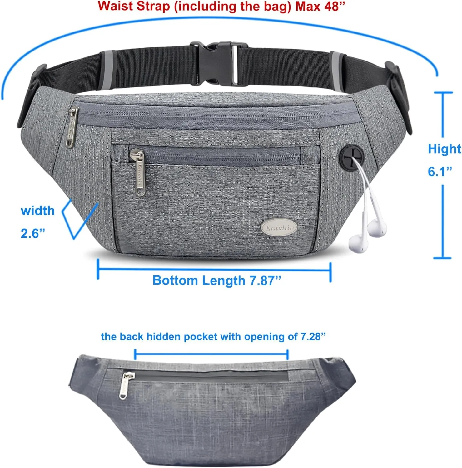 Entchin Fanny Pack for Women Men,Crossbody Belt Bag with 4-Zipper Pockets,Adjustable Waist Bag Pack,One of the Most Popular Travel Essential Gifts for Walking,Traveling,Cycling and Shopping