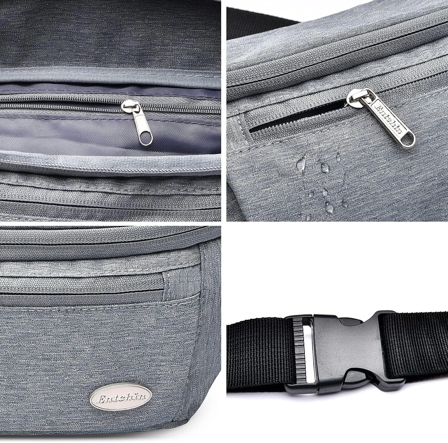 Entchin Fanny Pack for Women Men,Crossbody Belt Bag with 4-Zipper Pockets,Adjustable Waist Bag Pack,One of the Most Popular Travel Essential Gifts for Walking,Traveling,Cycling and Shopping