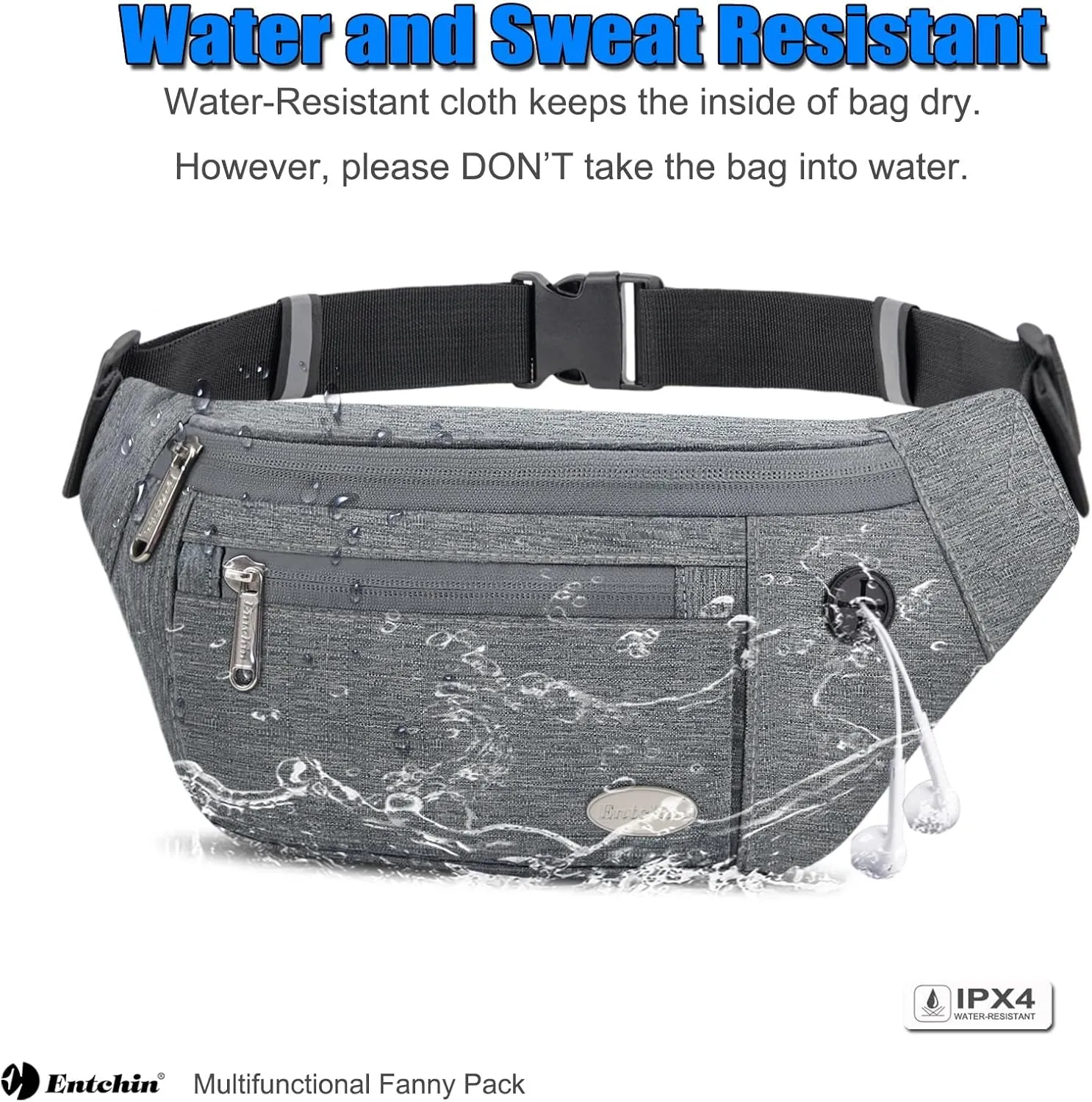 Entchin Fanny Pack for Women Men,Crossbody Belt Bag with 4-Zipper Pockets,Adjustable Waist Bag Pack,One of the Most Popular Travel Essential Gifts for Walking,Traveling,Cycling and Shopping