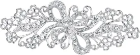 EVER FAITH Wedding Filigree Bowknot Brooch Clear Austrian Crystal for Women