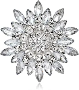 Exquisite Crystal Flower Corsage Bouquet Brooch Pin for Women Girls Rhinestone Floral Lapel Pins Clip Sweater Coat Scarves Dress Suit Badges Brooches Pins Fashion Jewelry Gifts Wedding