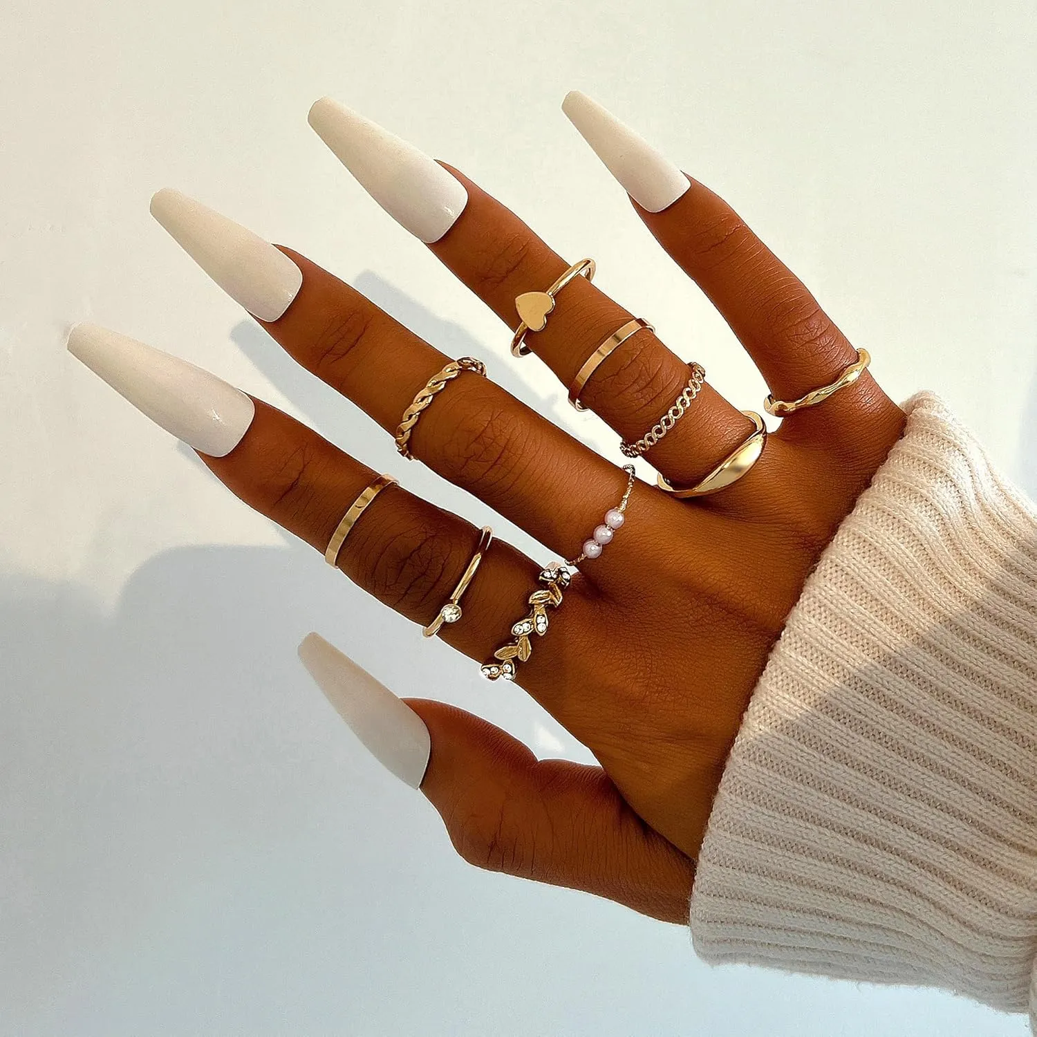 FAXHION 60 Pcs Gold Stackable Rings for Women, Knuckle Rings Chunky Gold Ring Set Dainty Stacking Cute Rings, Multiple Sizes Cute Jewelry Set Gift