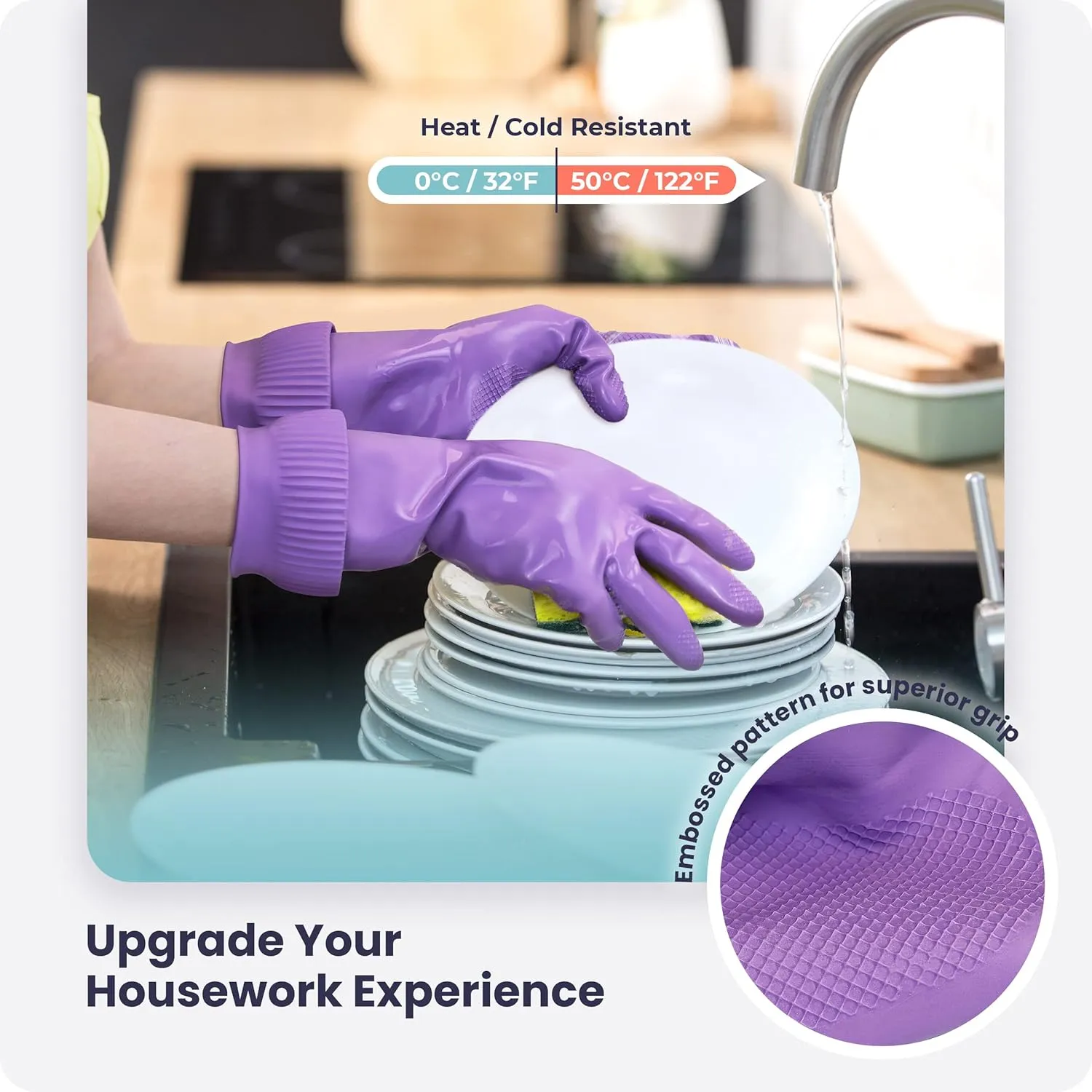 FMP Brands 3/6/12/60 Pairs 15 Inch Extra Long Rubber Dishwashing Gloves - Non-Slip for Cleaning, Kitchen, Bathroom, Gardening