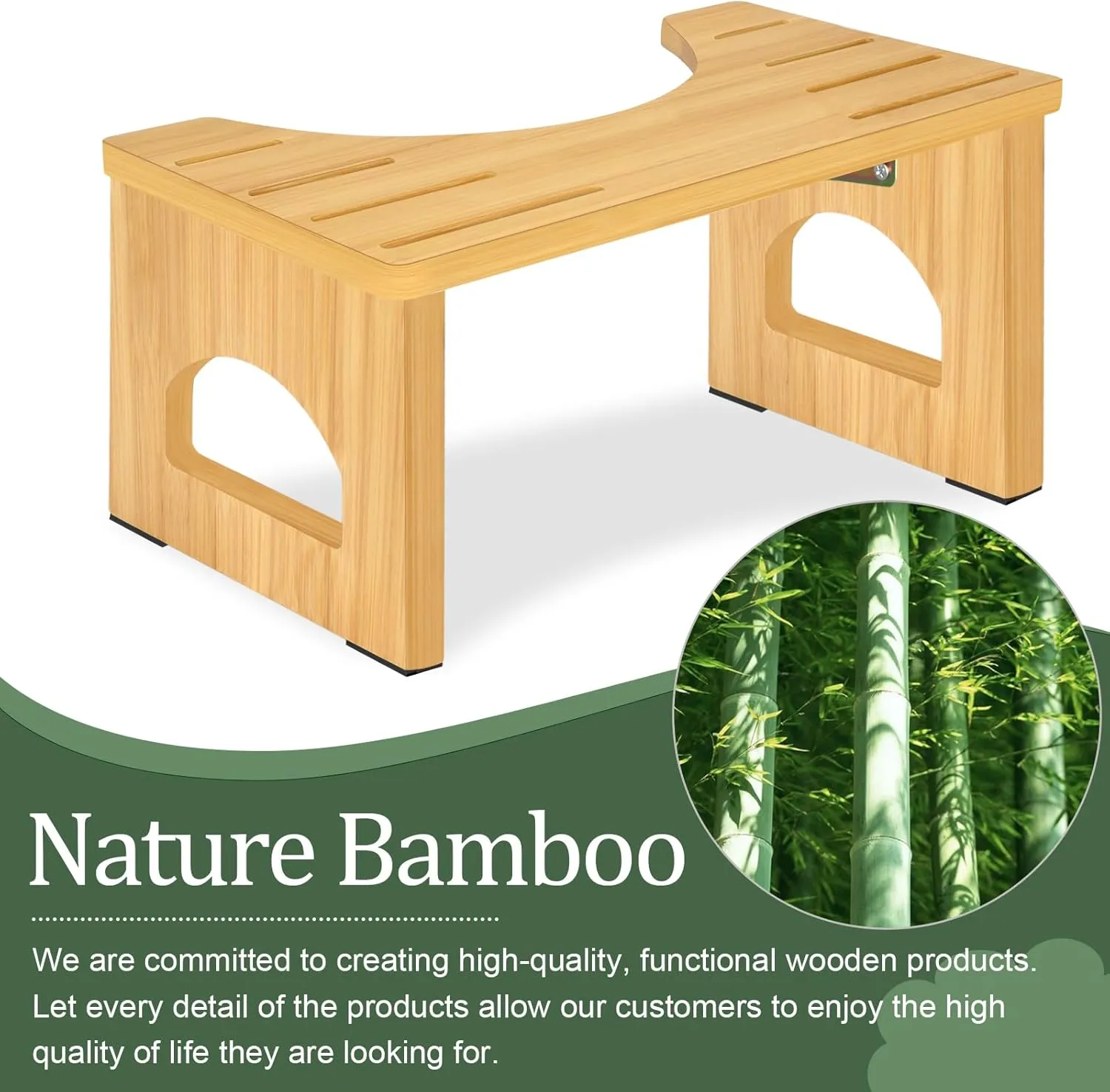 Foldable Toilet Stool, 2 Pack 7.5 Inches Poop Stool for Bathroom, Bamboo Toilet Stool Squat Adult, Collapsible Squatting Bathroom Potty Stool with Non-Slip Strip, Improve Squatting Posture and Comfort