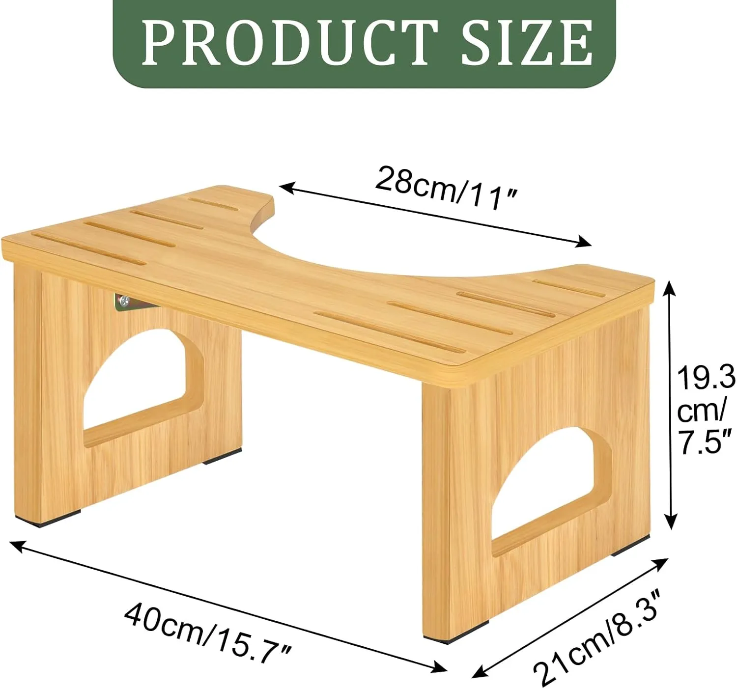 Foldable Toilet Stool, 2 Pack 7.5 Inches Poop Stool for Bathroom, Bamboo Toilet Stool Squat Adult, Collapsible Squatting Bathroom Potty Stool with Non-Slip Strip, Improve Squatting Posture and Comfort