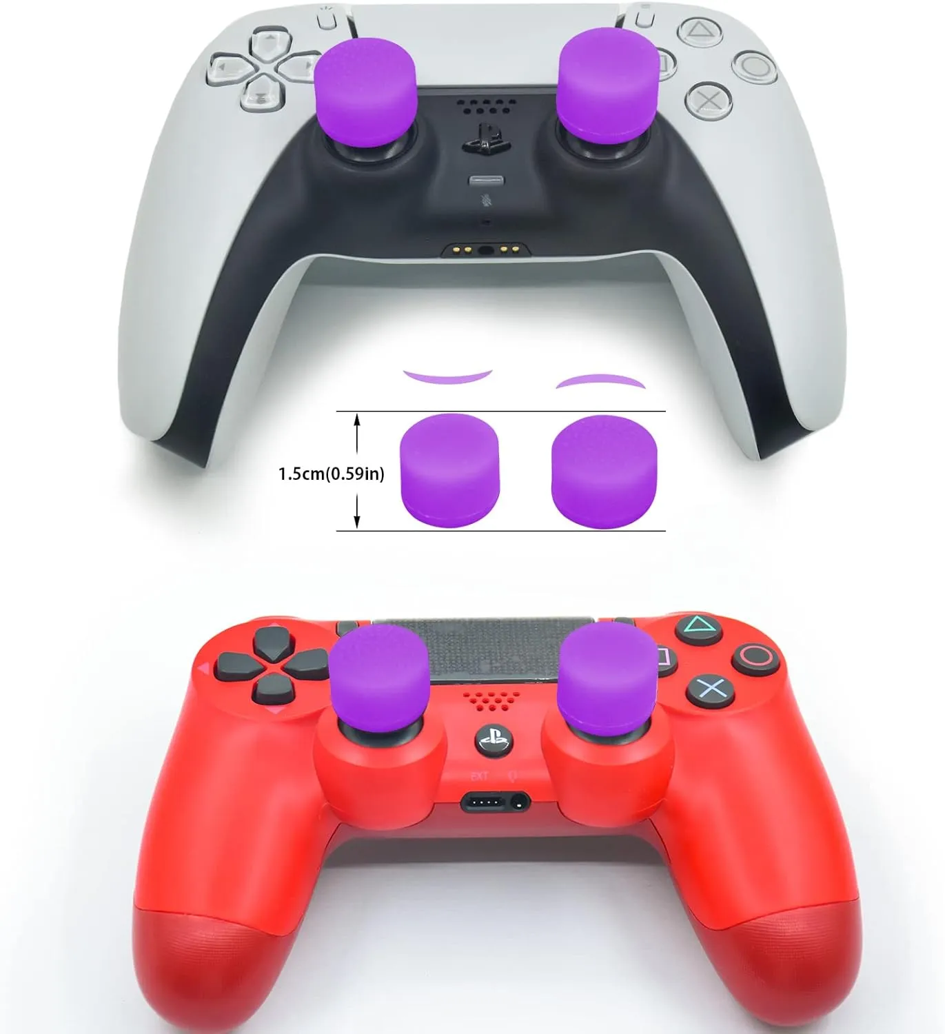 FPS Thumb Grip Gamepad Raised Antislip Thumb Stick Grips Thumbsticks Joystick Cap for PS5/4,Switch Pro Con-Precision Rings,Assist Rings,Storage Case(16pcs),Purple Set