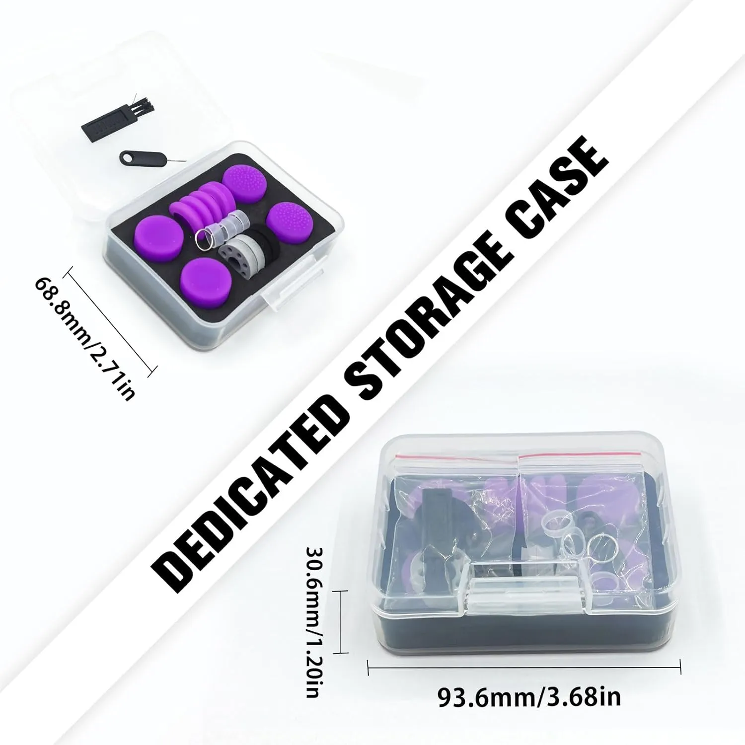 FPS Thumb Grip Gamepad Raised Antislip Thumb Stick Grips Thumbsticks Joystick Cap for PS5/4,Switch Pro Con-Precision Rings,Assist Rings,Storage Case(16pcs),Purple Set