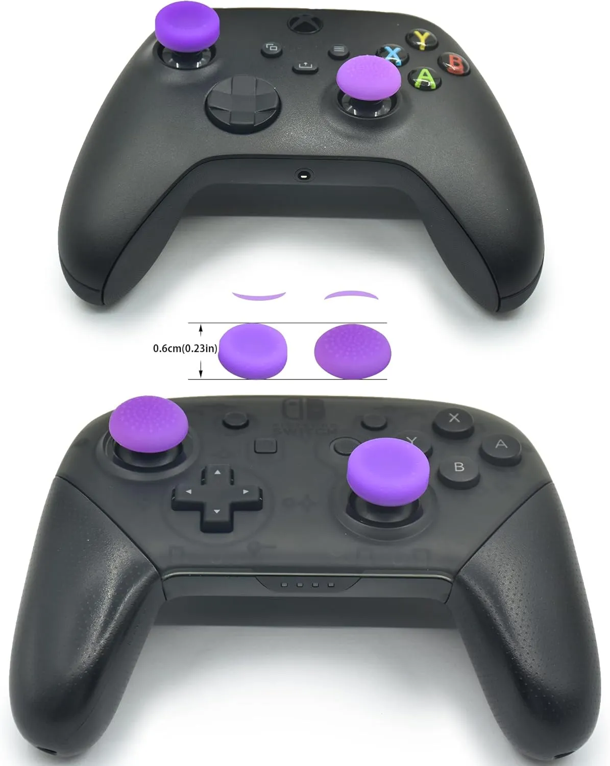 FPS Thumb Grip Gamepad Raised Antislip Thumb Stick Grips Thumbsticks Joystick Cap for PS5/4,Switch Pro Con-Precision Rings,Assist Rings,Storage Case(16pcs),Purple Set