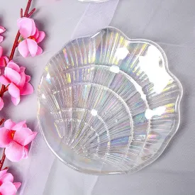 Glitter Glass Jewelry Dish Tray Sparkle Iridescent Seashell Shell Soap Dish Jewelry Organizer for Women Girls Jewelry Trays Jewelry Boxes and Organizers