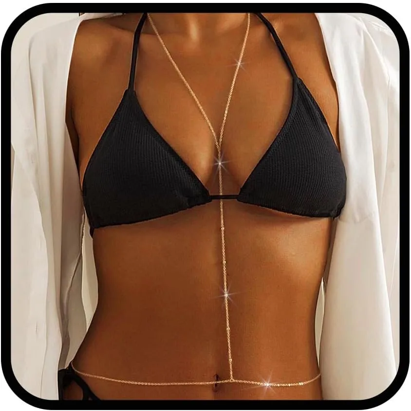 Gold Body Chains Boho Body Waist Belly Chain Bra Bikini Body Necklace Nightclub Body Jewelry for Women