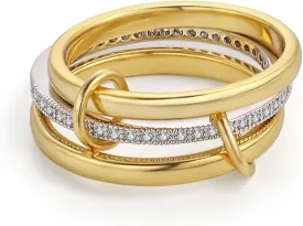 Gold Stackable Rings for Women Non Tarnish, Interlocking 3 Rings Set with CZ Cubic Zirconia Band, Dainty 18K Gold Plated Multi Stacked Statement Rings for Women