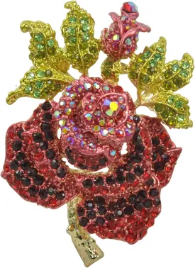 Gyn&Joy Women's Austrian Crystal Blooming Rose Beautiful Flower Brooch pin