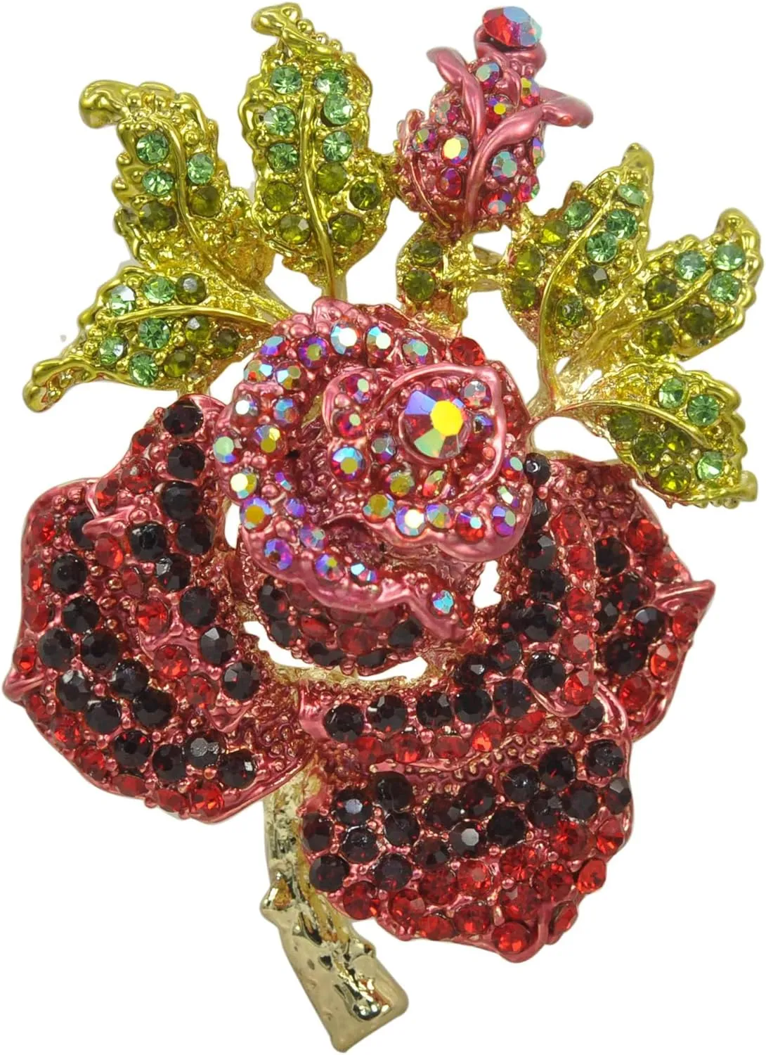 Gyn&Joy Women's Austrian Crystal Blooming Rose Beautiful Flower Brooch pin