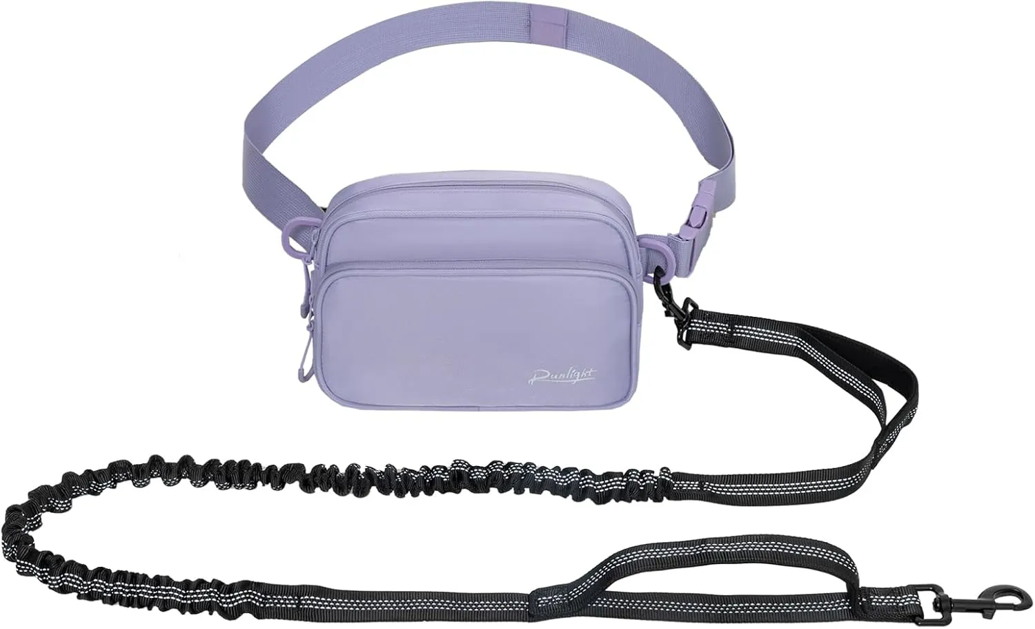 Hands Free Dog Retractable Hands Free Dog Leash, Waist Running Leash with Zipper,Reflective Bungee Design for Small & Medium Dogs (Purple)