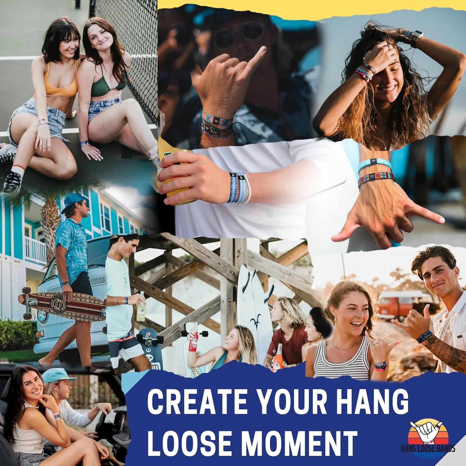 Hang Loose Bands - Colored Stretch Bracelet for Men Women & Teens - Summer - Boho Solid Color Wristband  Friendship Bracelets - Surfer Wrist Band