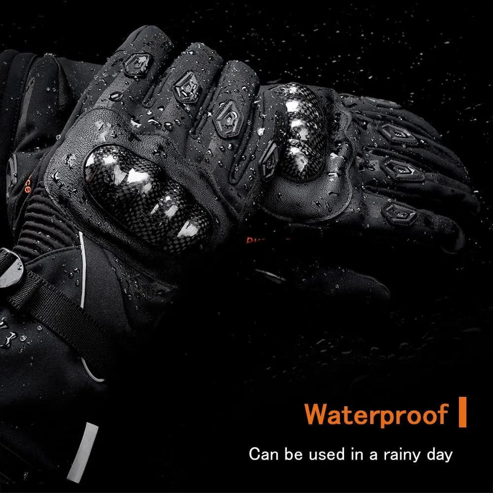 Heated Motorcycle Gloves for Men & Women - 7.4V 3000mAh Rechargeable Batteries, Electric, Touchscreen, Waterproof, Windproof, Non-Slip, Skiing, Cycling, Fishing