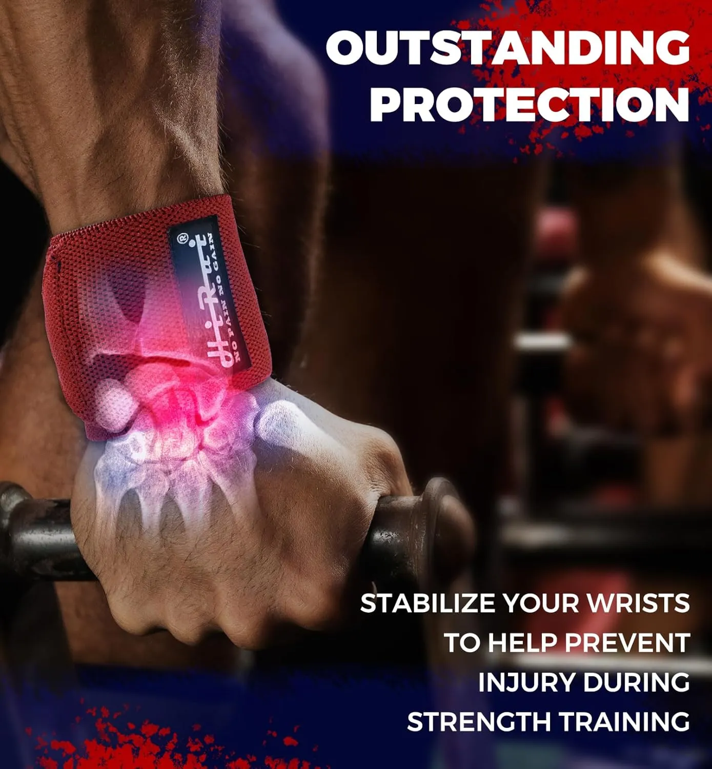 HiRui Elite 18" Weightlifting Wrist Wraps - Professional-Grade Ultimate Support & Comfort for Powerlifting Competition, CrossFit, Bodybuilding & Strength Training, Durable & Fully Adjustable