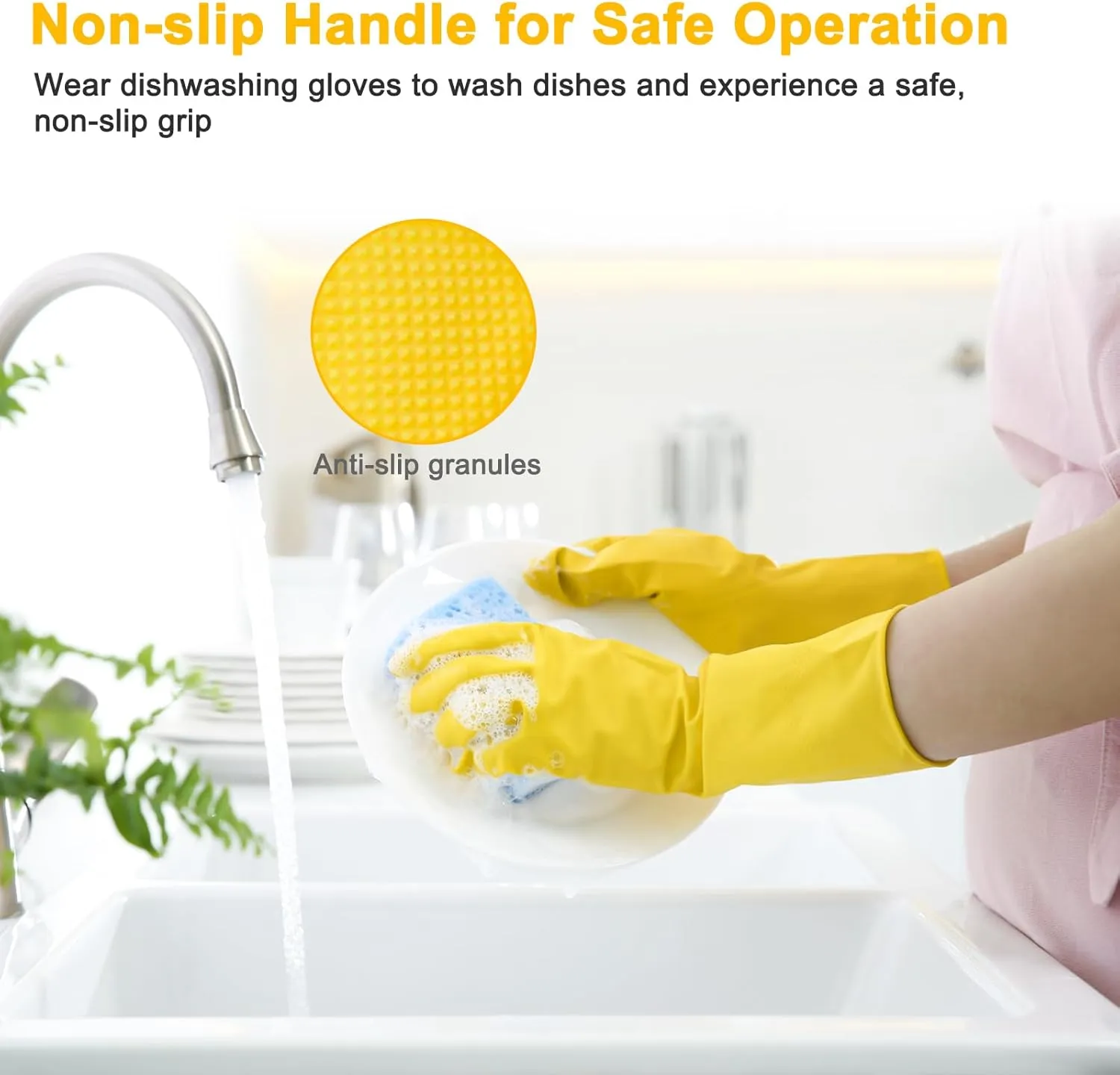 HOFASON 3 Pairs/6 Pairs Rubber Gloves Cleaning, Waterproof Kitchen Gloves for Hand Protection