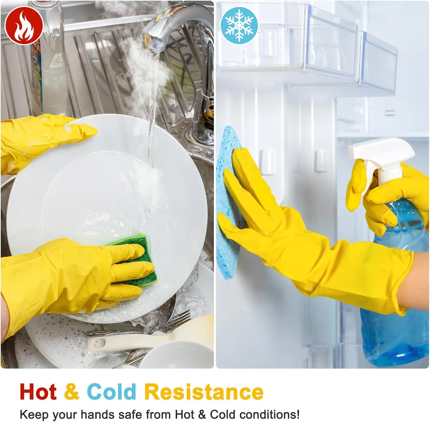 HOFASON 3 Pairs/6 Pairs Rubber Gloves Cleaning, Waterproof Kitchen Gloves for Hand Protection