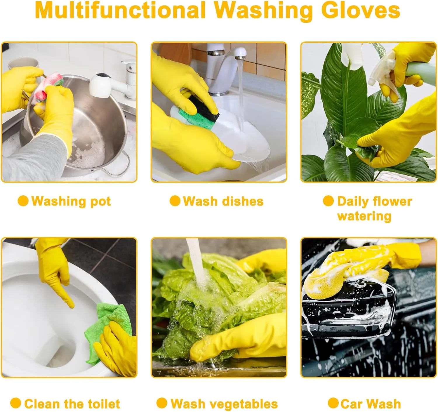HOFASON 3 Pairs/6 Pairs Rubber Gloves Cleaning, Waterproof Kitchen Gloves for Hand Protection
