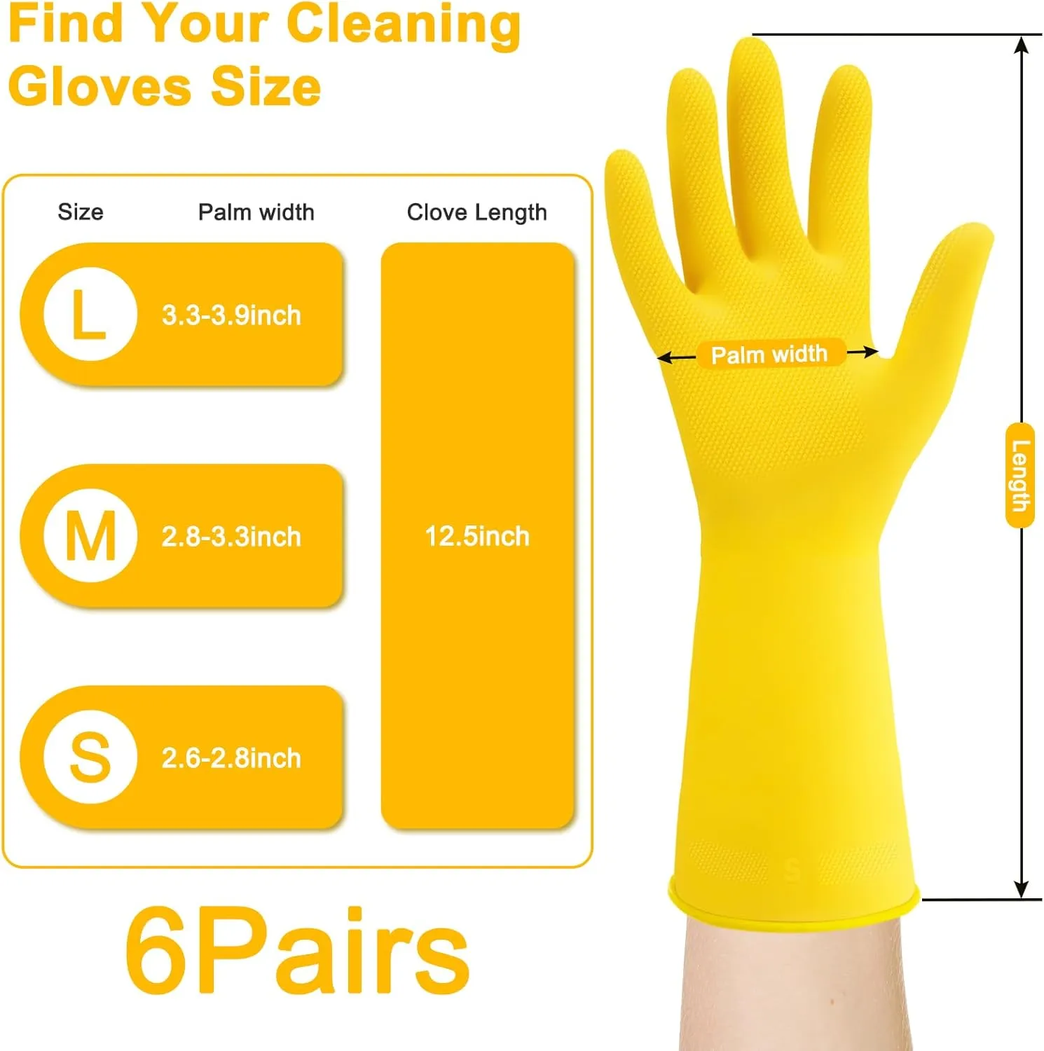 HOFASON 3 Pairs/6 Pairs Rubber Gloves Cleaning, Waterproof Kitchen Gloves for Hand Protection