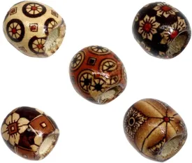 Housweety 100 Mixed Painted Drum Wood Spacer Beads 17x16mm, Round Loose Bulk for Braids, African Beads for Hair, Jewelry Making, Craft DIY, Macrame Rosary Bracelet Necklace Making