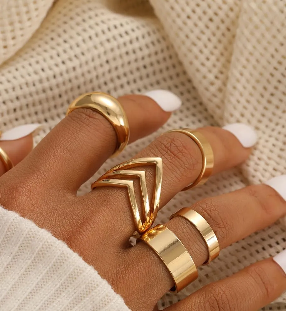 iF YOU 25 Pcs Gold Knuckle Ring Set for Women, Chunky Stackable Finger Midi Rings, Simple Stacking Cute Rings Pack Trendy Stuff Jewelry Gift