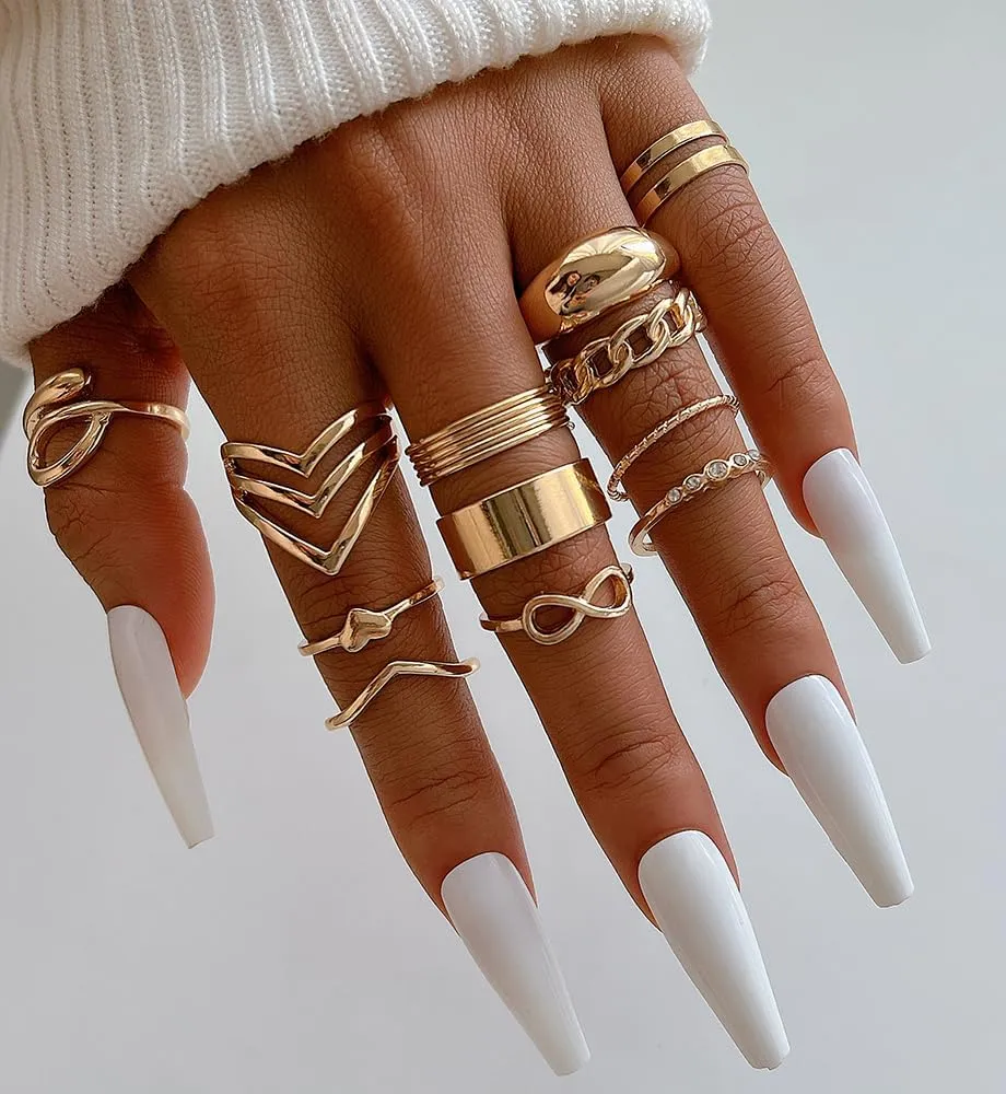 iF YOU 25 Pcs Gold Knuckle Ring Set for Women, Chunky Stackable Finger Midi Rings, Simple Stacking Cute Rings Pack Trendy Stuff Jewelry Gift