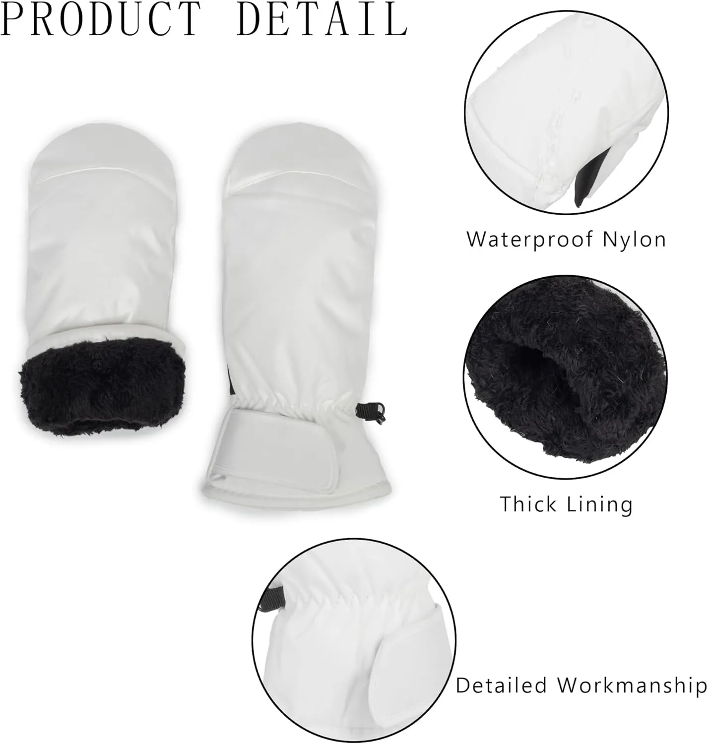 INOGIH Winter Outdoor Waterproof-Windproof Ski-Gloves for Women/Men - Non-Slip Warm Thick Lining Snow Mittens